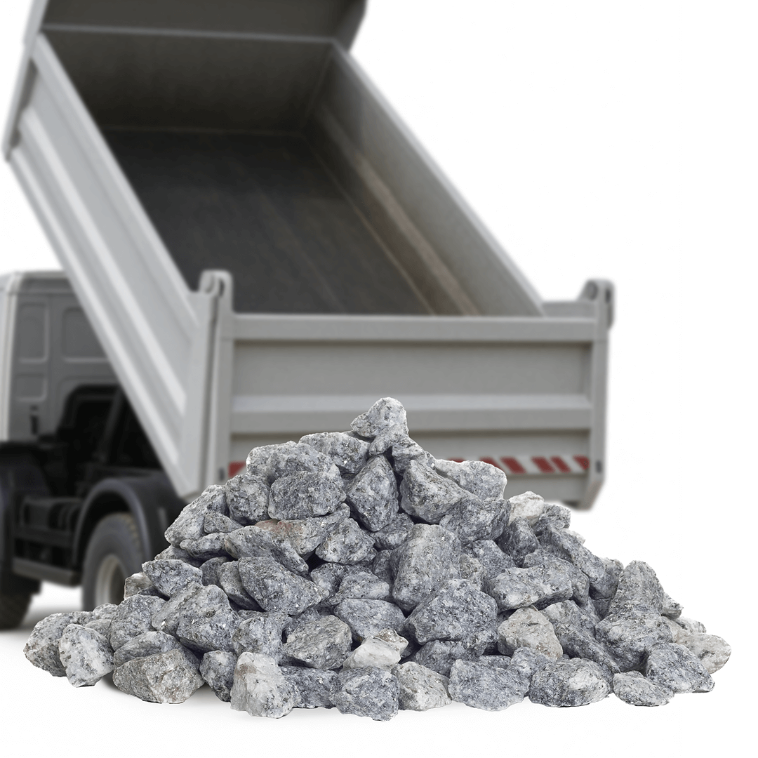 Grå granitskærver til indkørsel fra Tiplevering.dk