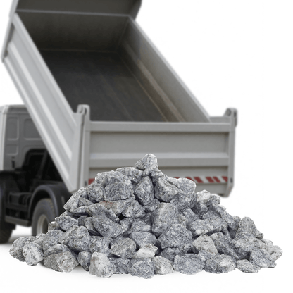 Grå granitskærver til indkørsel fra Tiplevering.dk