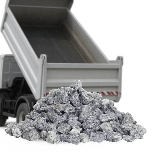 Grå granitskærver til indkørsel fra Tiplevering.dk