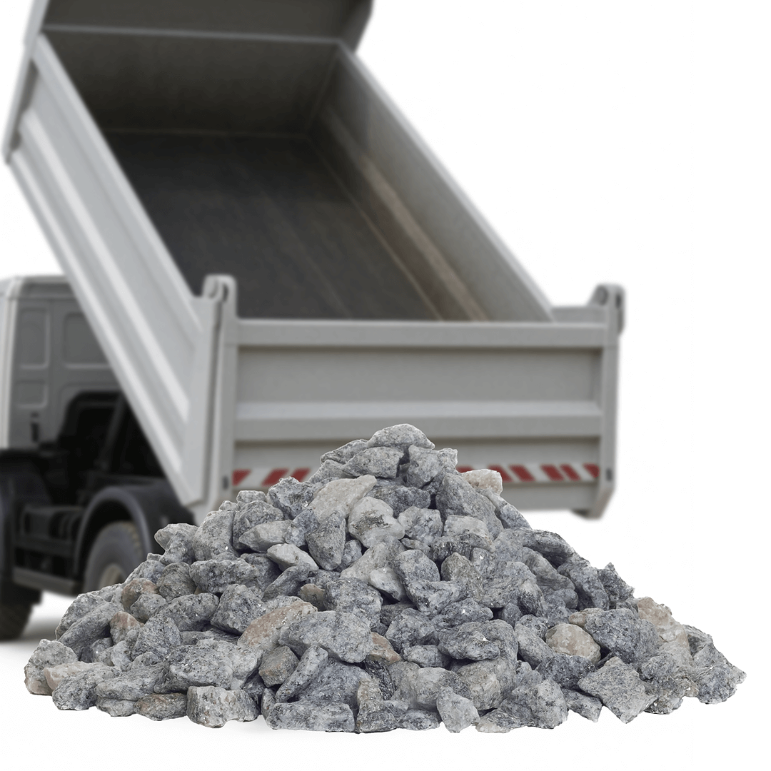 Grå Granitskærver til havebedet fra Tiplevering.dk