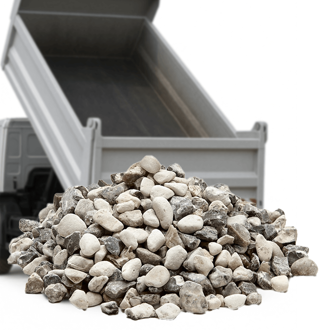 Hvide ærtesten til indkørsel fra Tiplevering.dk