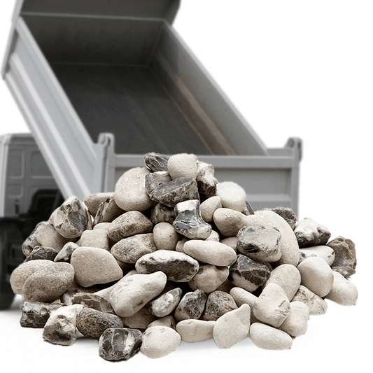 Hvide nøddesten til bede og indkørsler fra Tiplevering.dk